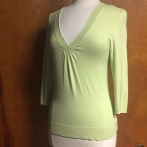 Caslon V Neck sweater Med Light Green top